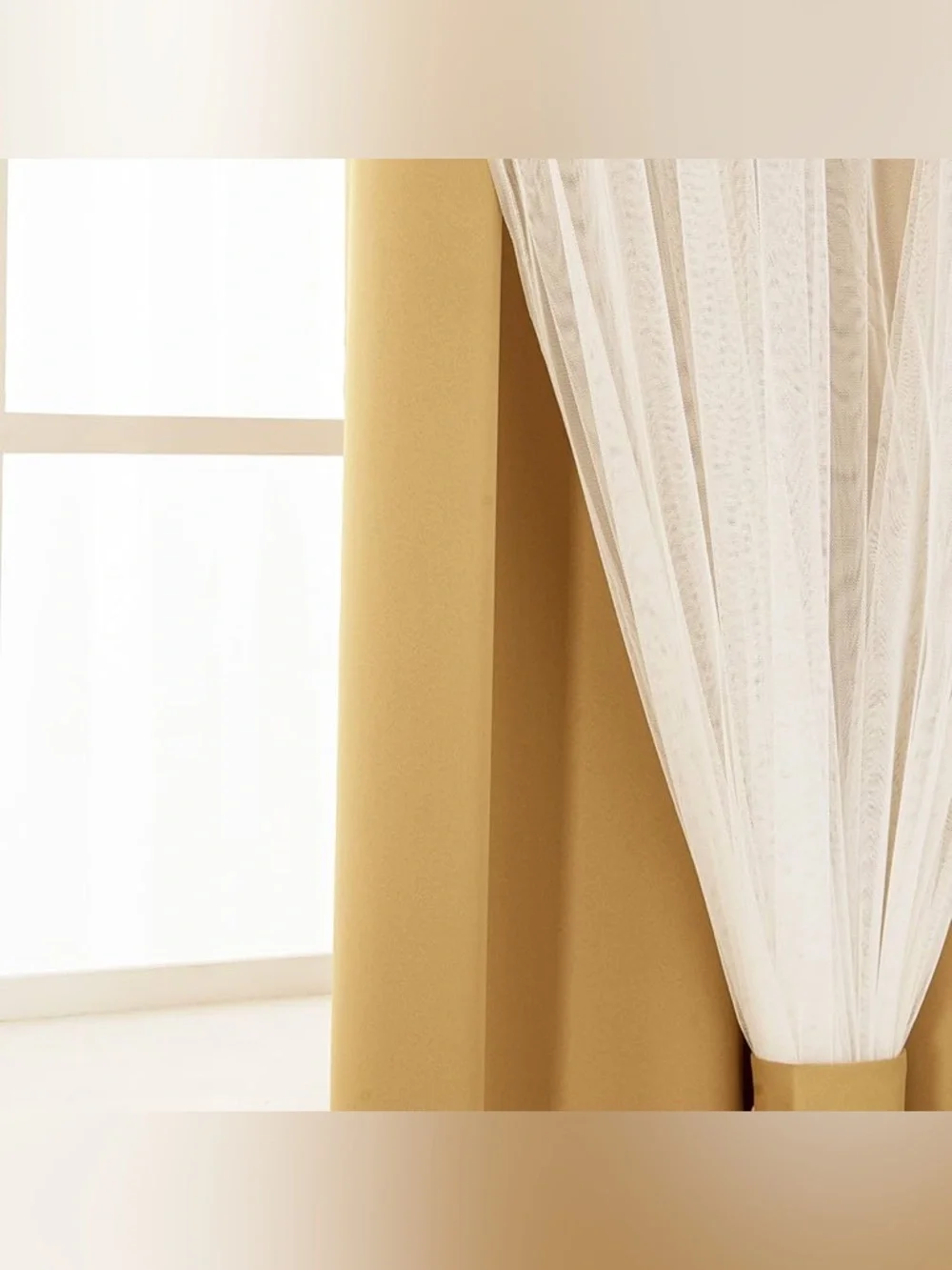 Lina Tan Drapes with Ivory Sheer Panels